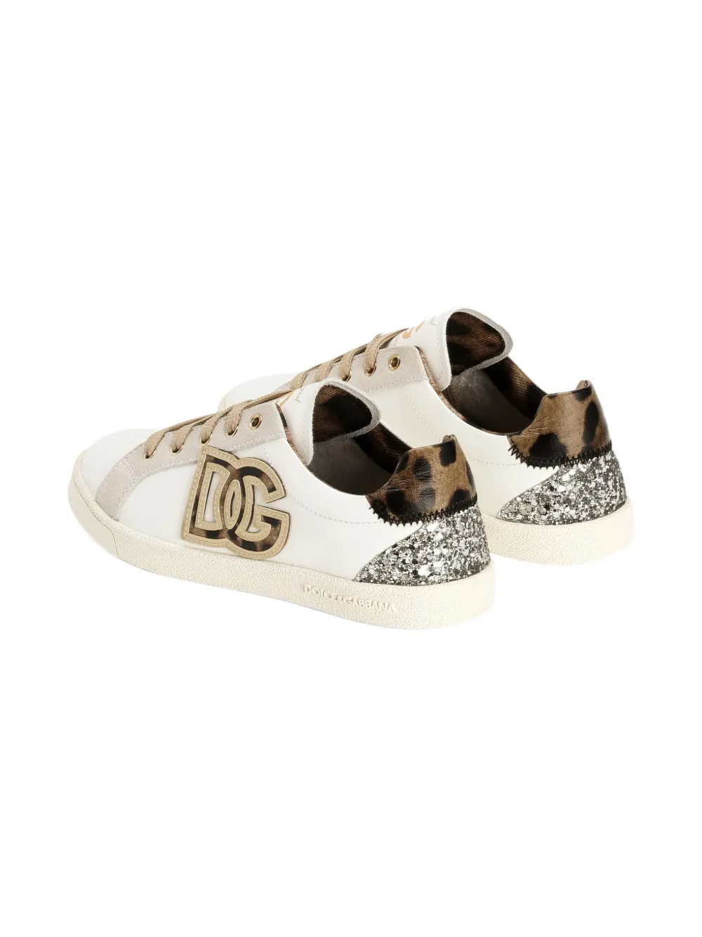 Dolce & Gabbana Kids logo-appliqué animal-print sneakers Wit