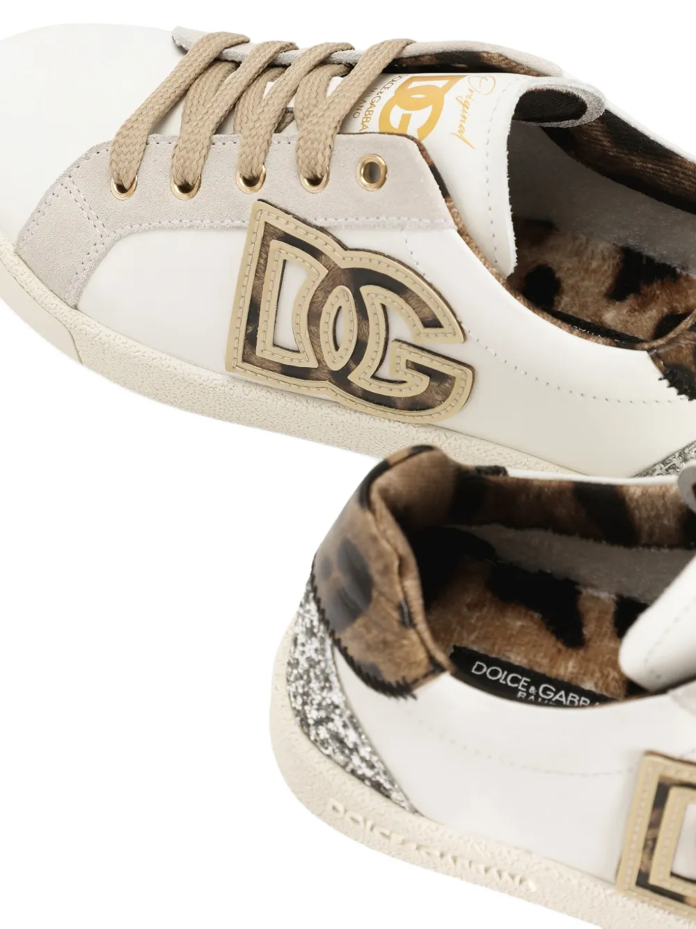 Dolce & Gabbana Kids logo-appliqué animal-print sneakers Wit