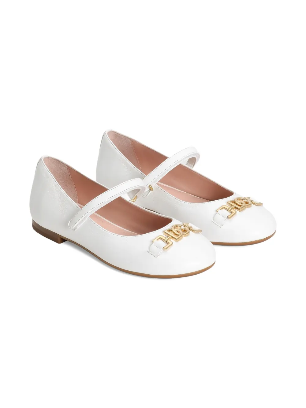 Dolce & Gabbana Kids logo-plaque ballet flats - Bianco