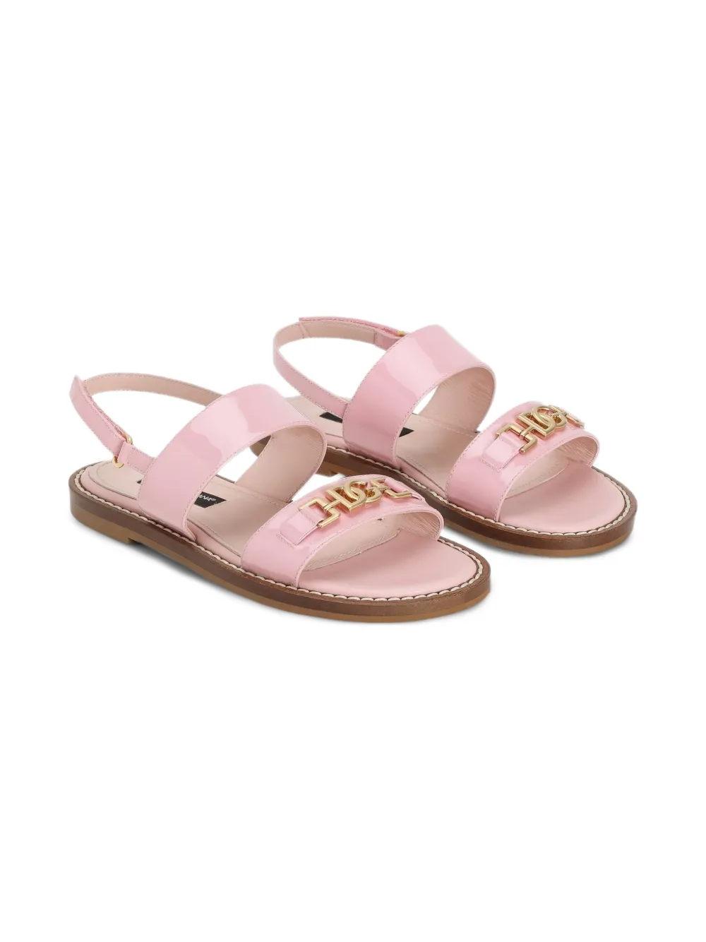 Dolce & Gabbana Kids Sandali con placca logo - Rosa