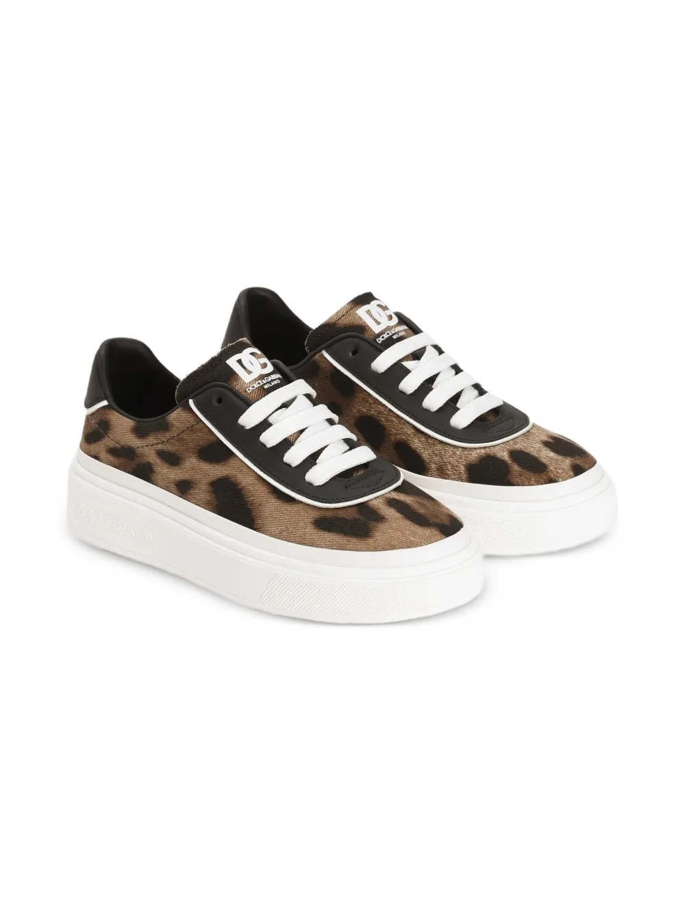 Dolce & Gabbana Kids Sneakers con stampa leopardata - Marrone