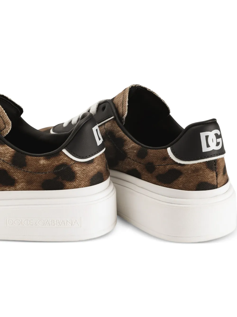 Dolce & Gabbana Kids Sneakers met luipaardprint en logo Bruin