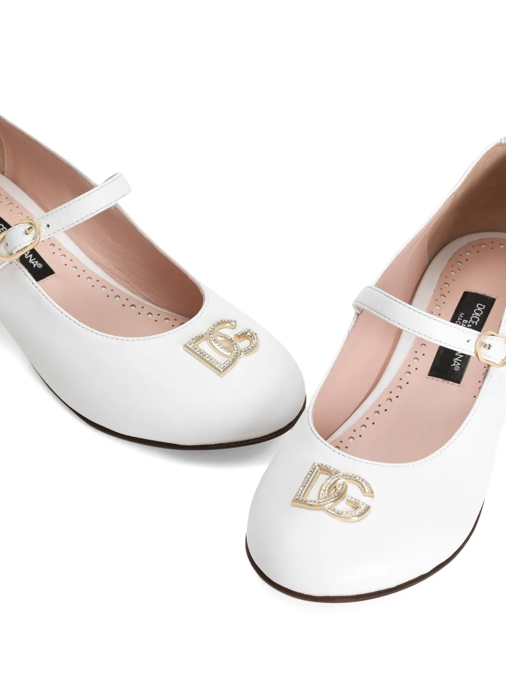 Dolce & Gabbana Kids logo-embellished ballerinas Wit