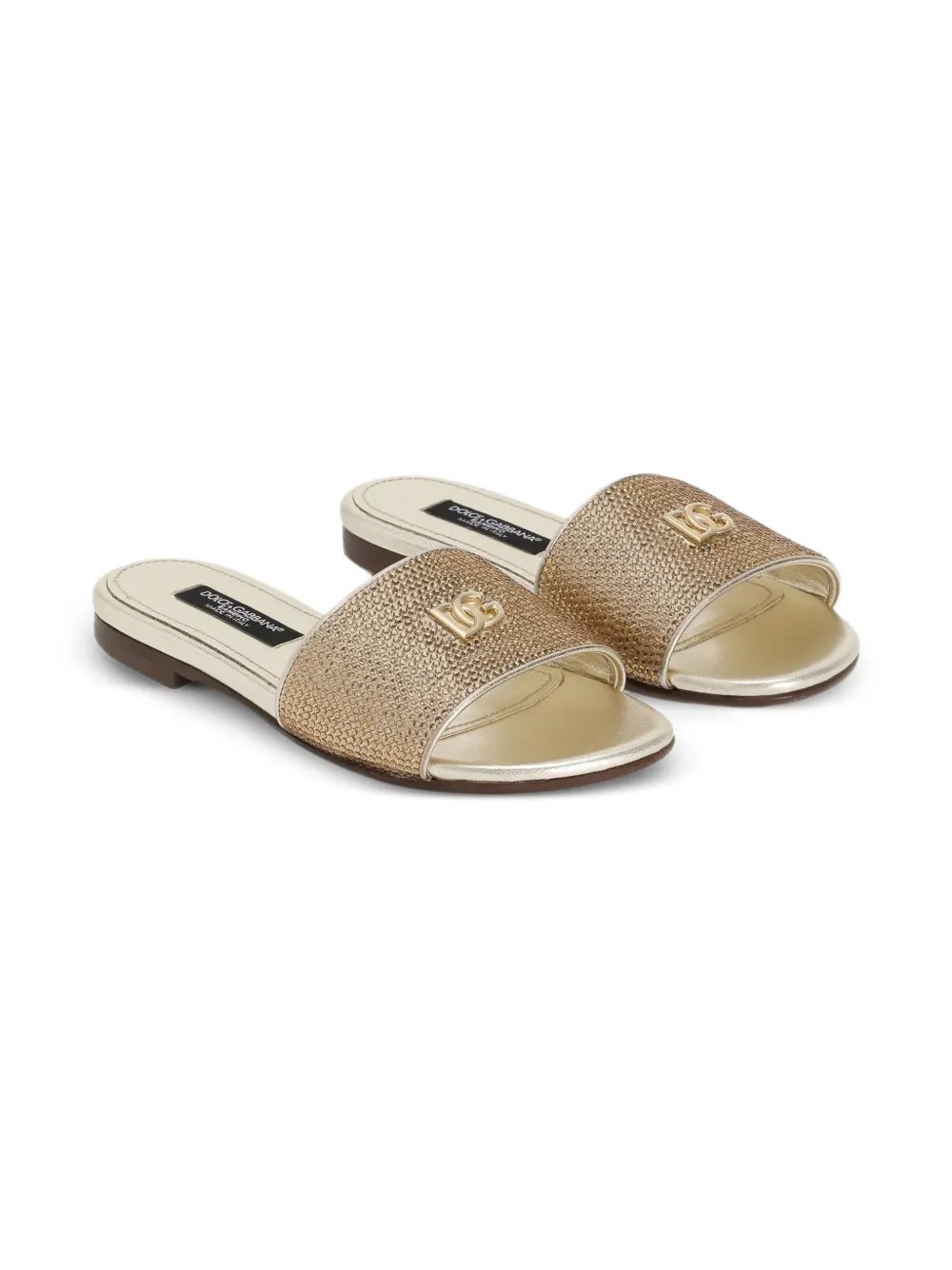 Dolce & Gabbana Kids Sandalen met logoplakkaat Goud
