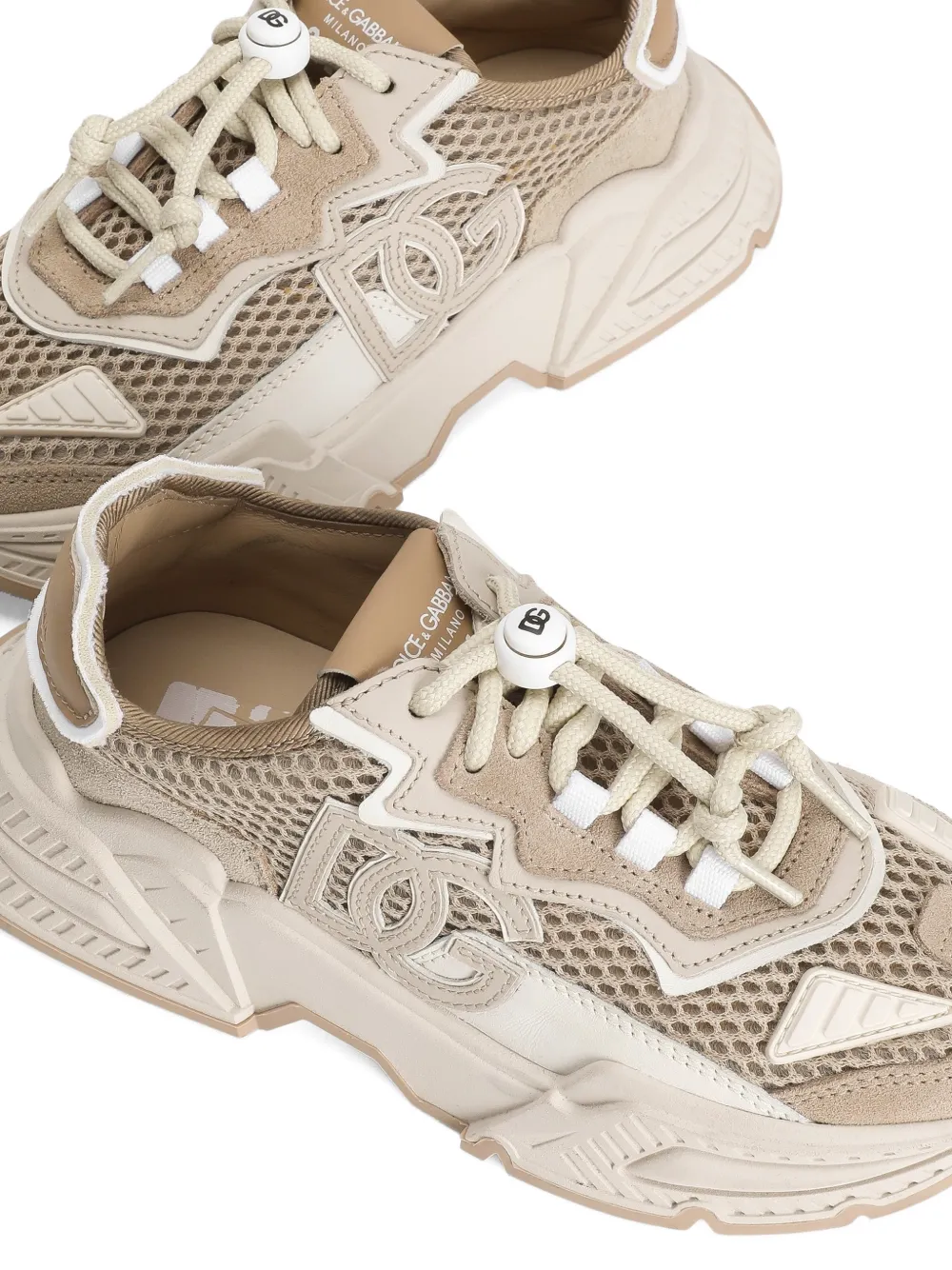 Dolce & Gabbana Kids Daymaster kalfsleren sneakers met split Beige