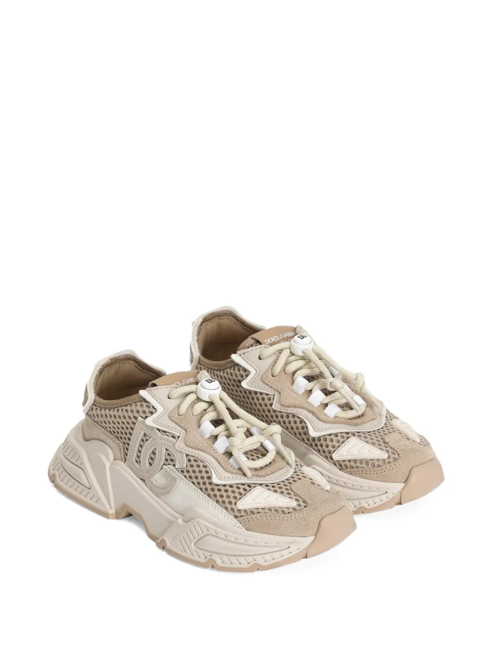 Dolce & Gabbana Kids Daymaster kalfsleren sneakers met split Beige
