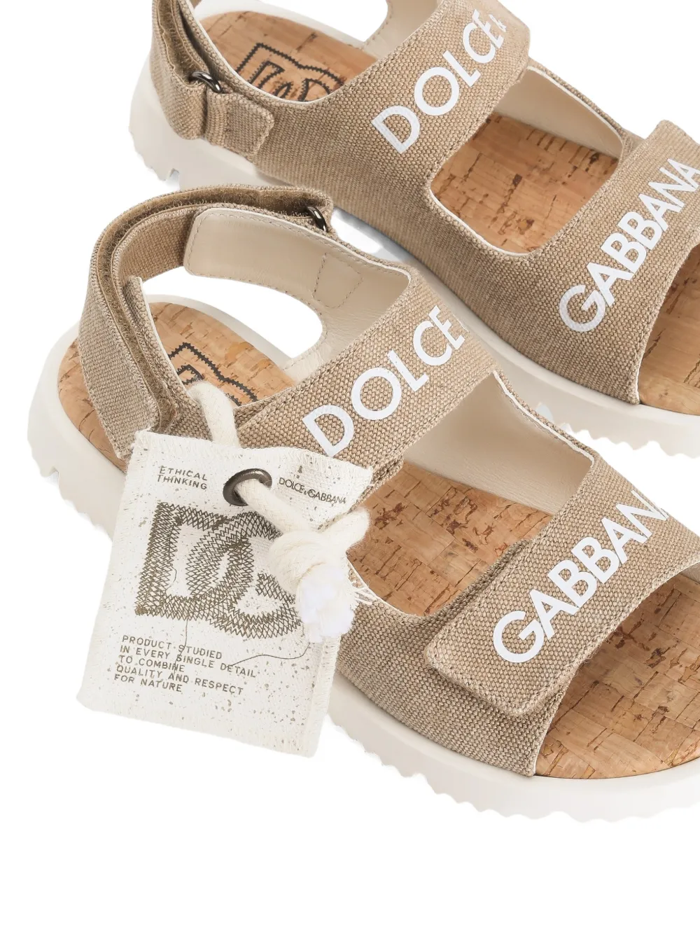 Dolce & Gabbana Kids Canvas sandalen Beige