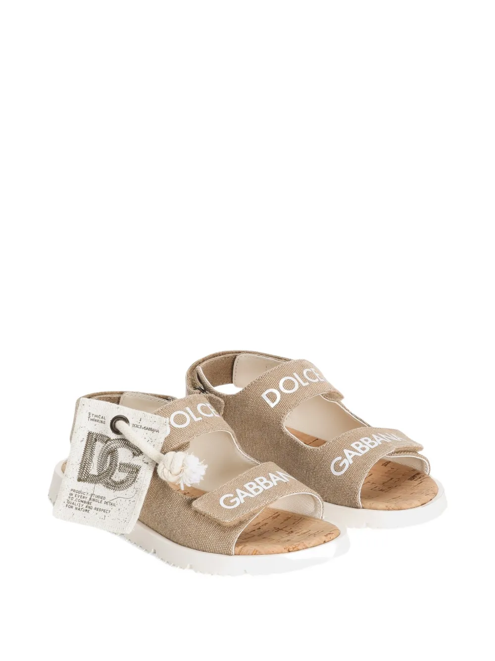 Dolce & Gabbana Kids Canvas sandalen Beige