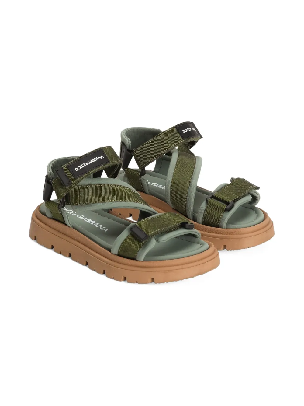 Dolce & Gabbana Kids Sandalen met logopatch Groen