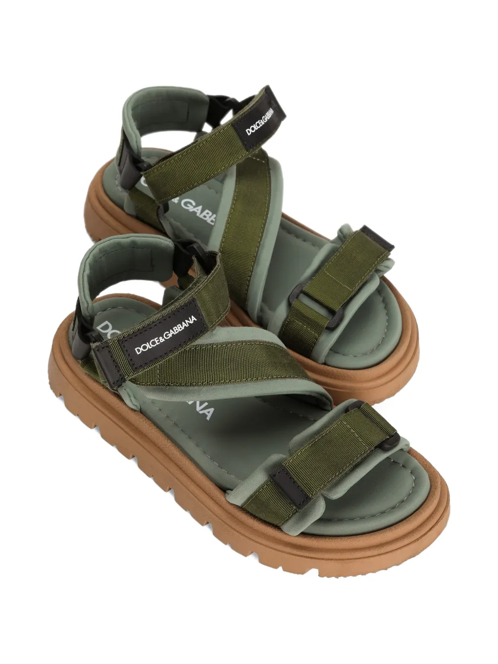 Dolce & Gabbana Kids Sandalen met logopatch Groen