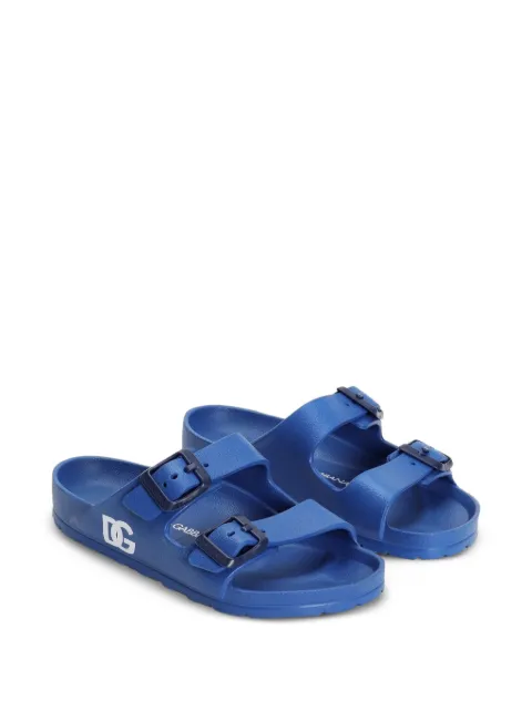 Dolce & Gabbana Kids buckle logo slippers