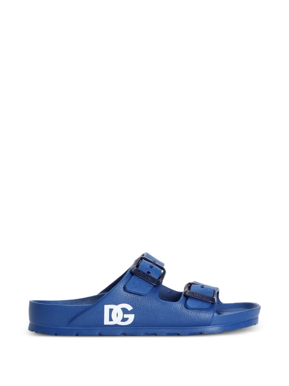 Dolce & Gabbana Kids Slippers met logo en gesp Blauw