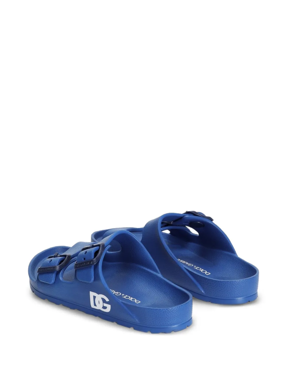 Dolce & Gabbana Kids Slippers met logo en gesp Blauw