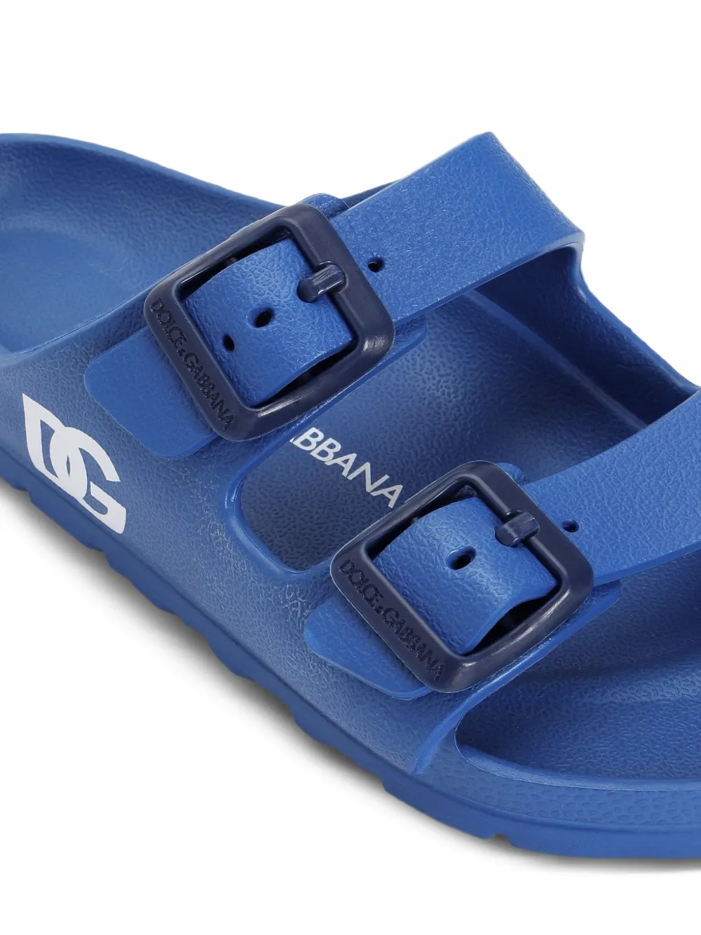 Dolce & Gabbana Kids Slippers met logo en gesp Blauw
