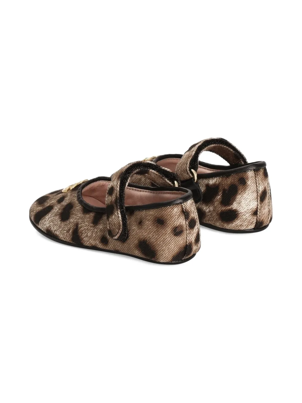 Dolce & Gabbana Kids Drill leopard-print ballet flats Bruin