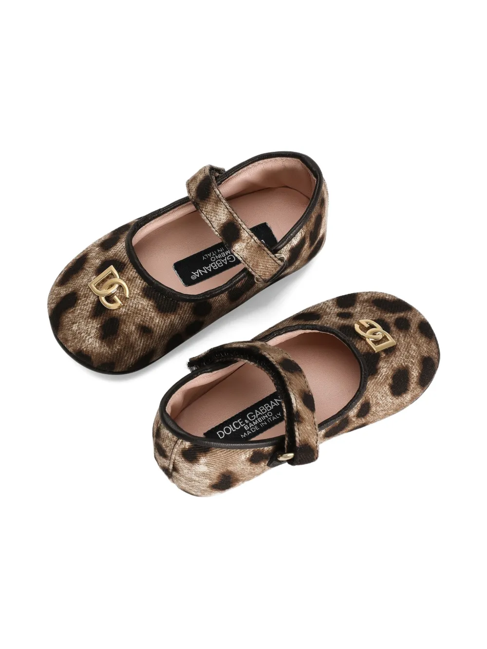 Dolce & Gabbana Kids Drill leopard-print ballet flats Bruin