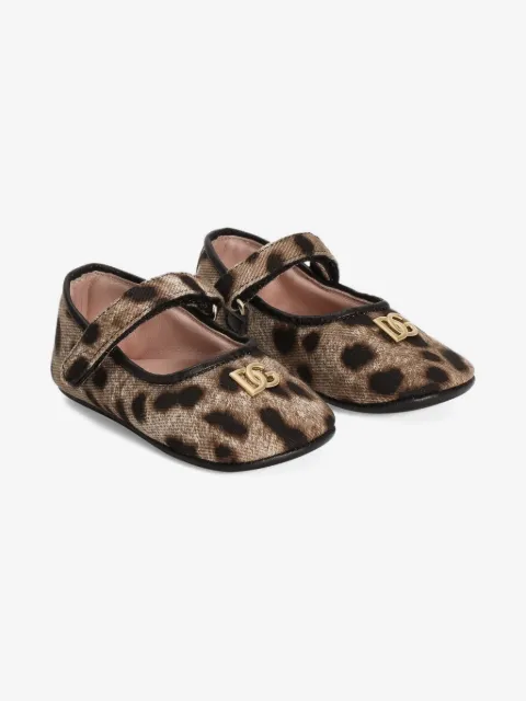 Dolce & Gabbana Kids Drill Ballerinas mit Leo-Print