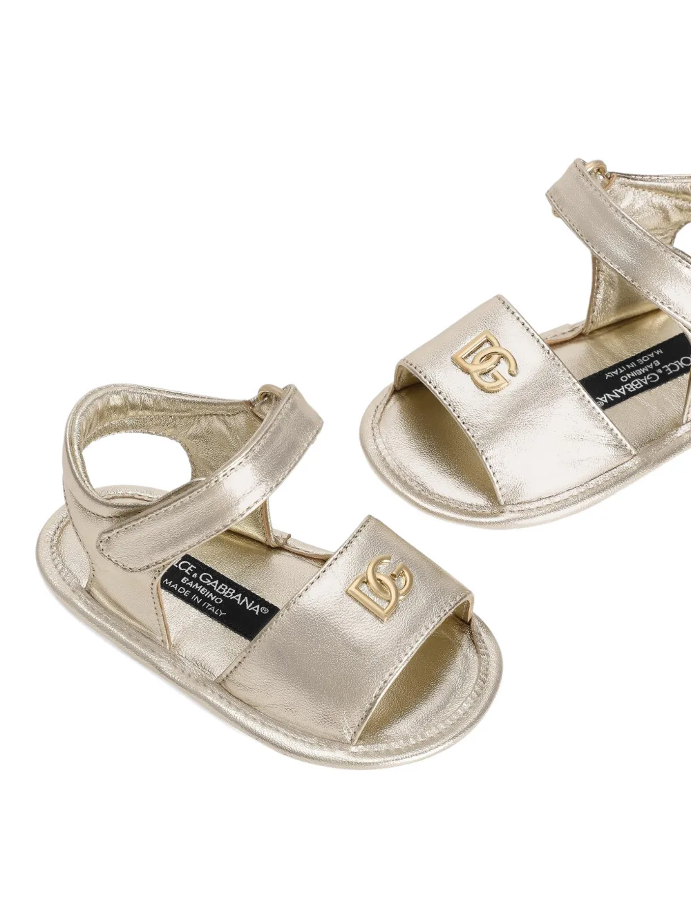 Dolce & Gabbana Kids Sandalen met DG-plakkaat Goud