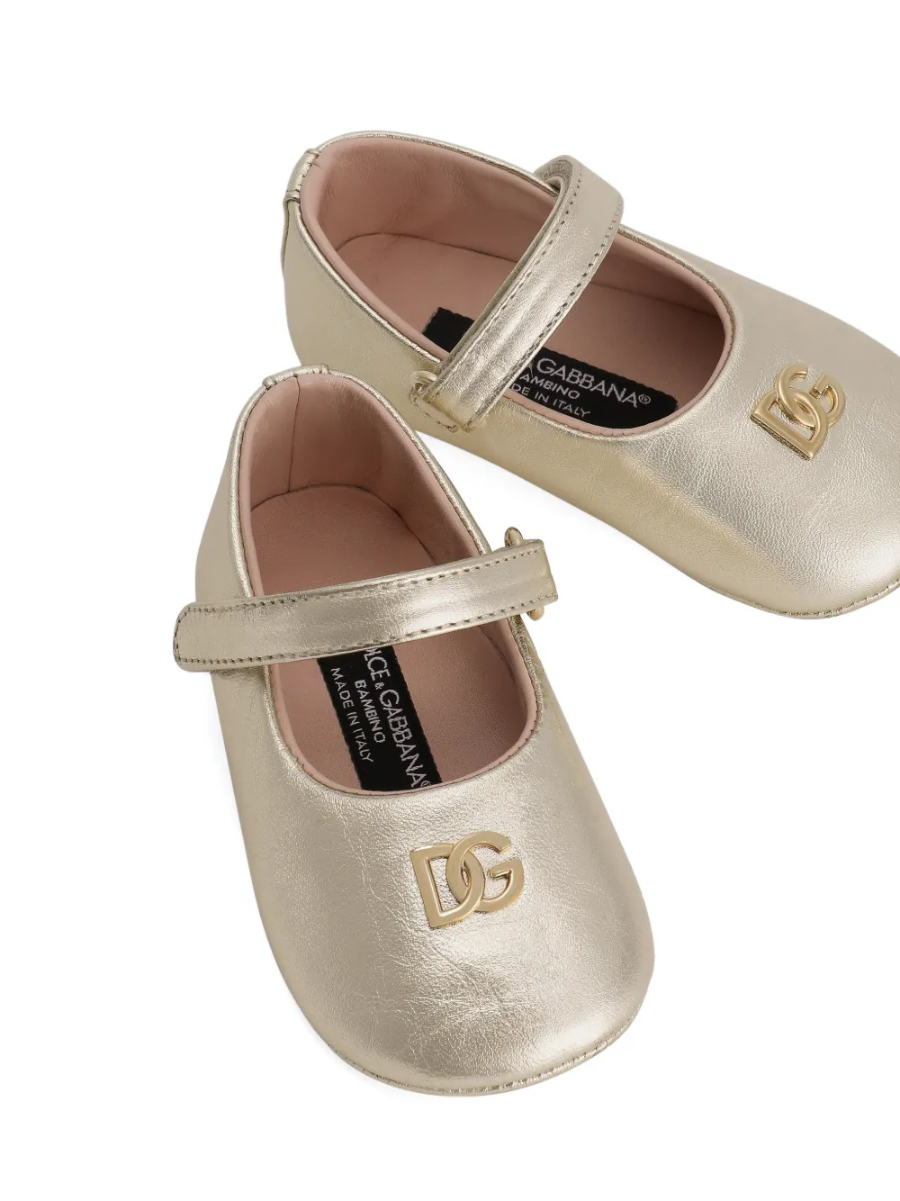 Dolce & Gabbana Kids logo-appliqué ballerinas Goud