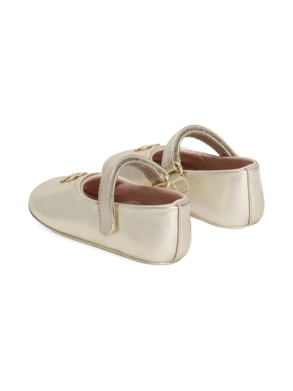 Dolce & Gabbana Kids logo-appliqué ballerinas Goud