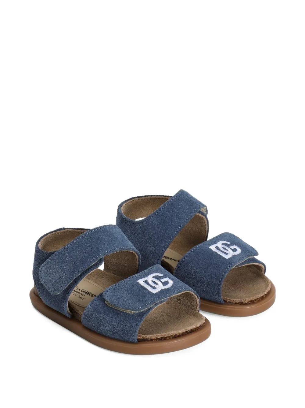 Dolce & Gabbana Kids Sandali in pelle con ricamo - Blu