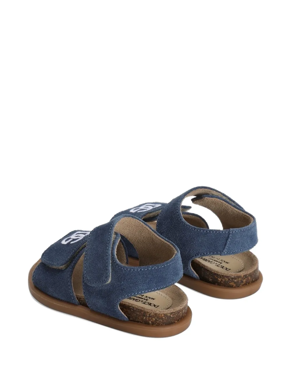Dolce & Gabbana Kids Split leren sandalen met borduurwerk Blauw