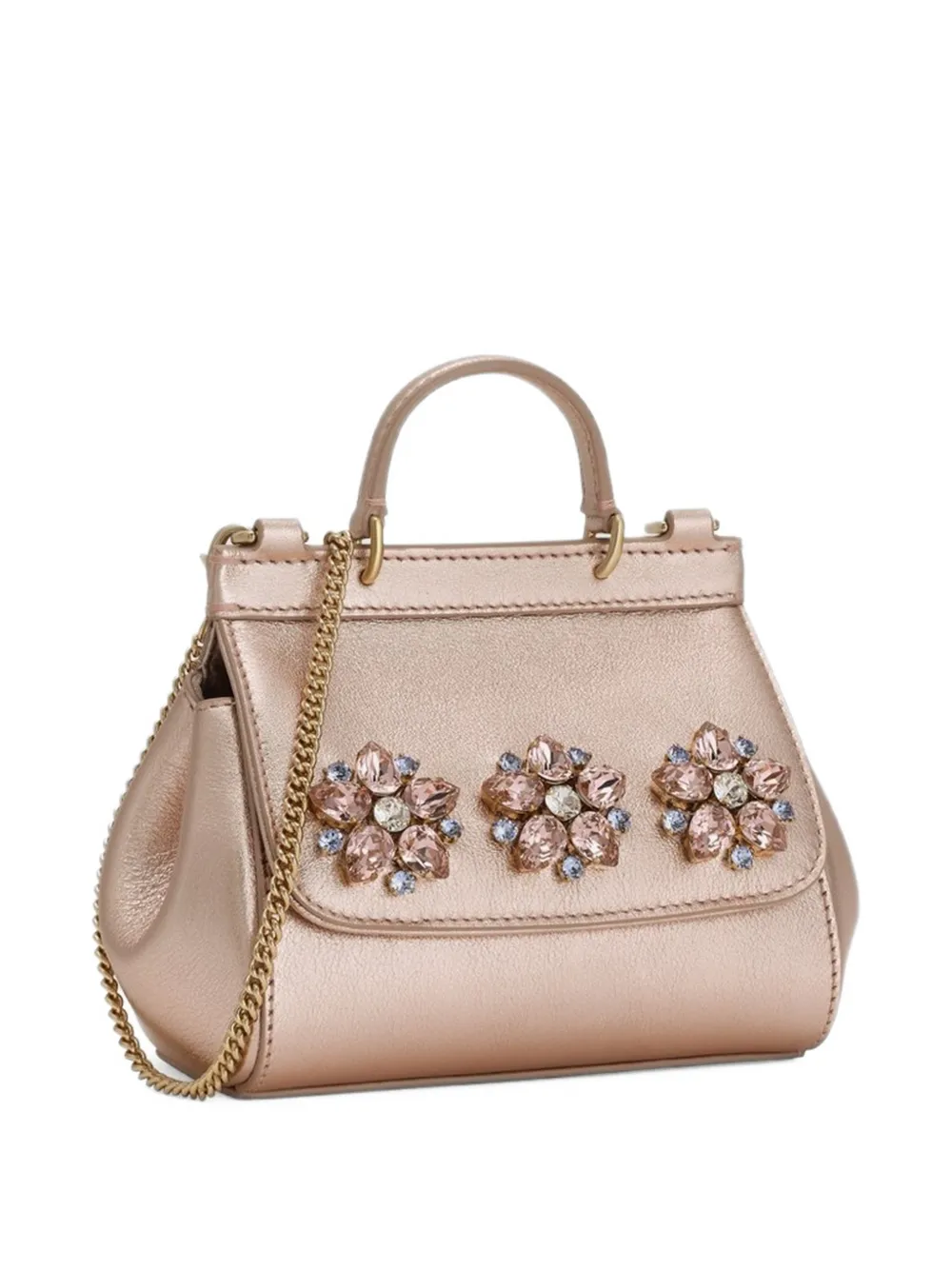 Dolce & Gabbana Kids SICILY tas met bloemapplicatie en handgreep Roze