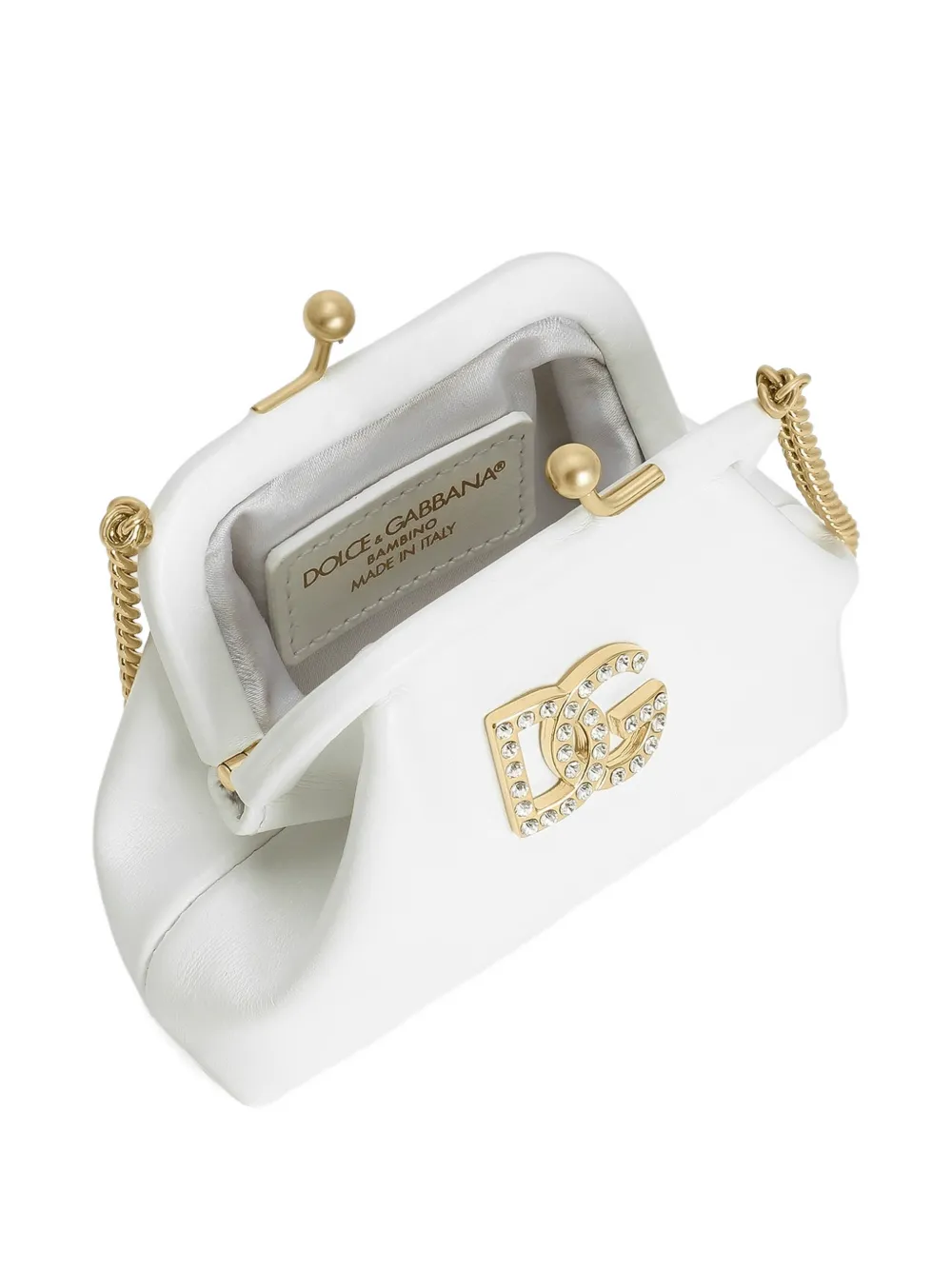 Dolce & Gabbana Kids Schoudertas met kristallen logo Wit