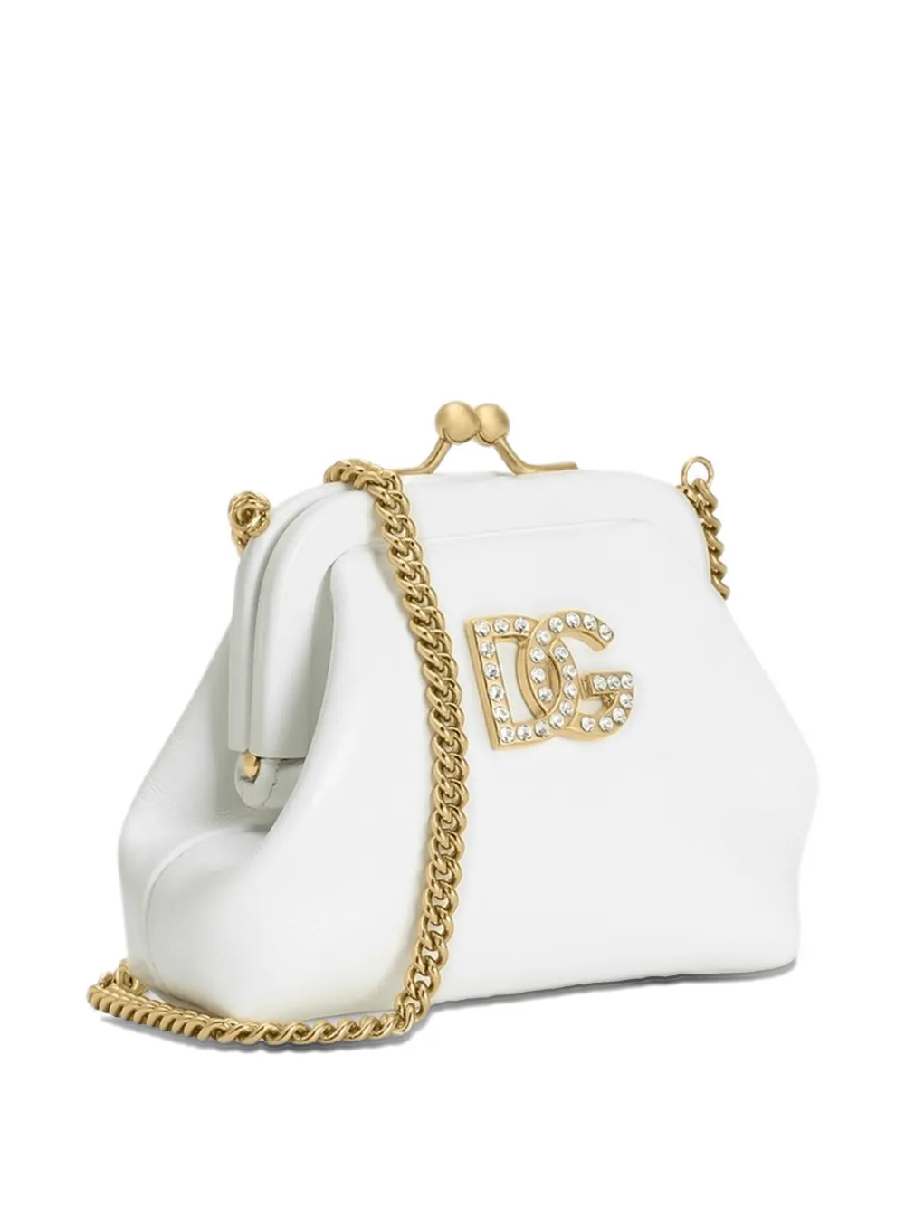 Dolce & Gabbana Kids Schoudertas met kristallen logo Wit