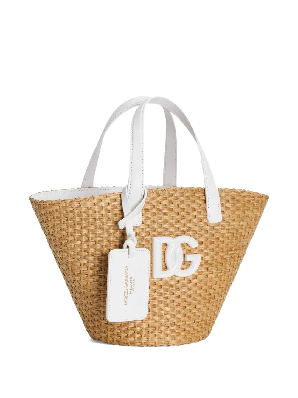  Dolce & Gabbana Kids Logo Appliqué Straw Bag - Neutrals 