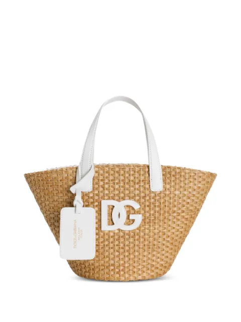 Dolce & Gabbana Kids logo appliqué straw bag