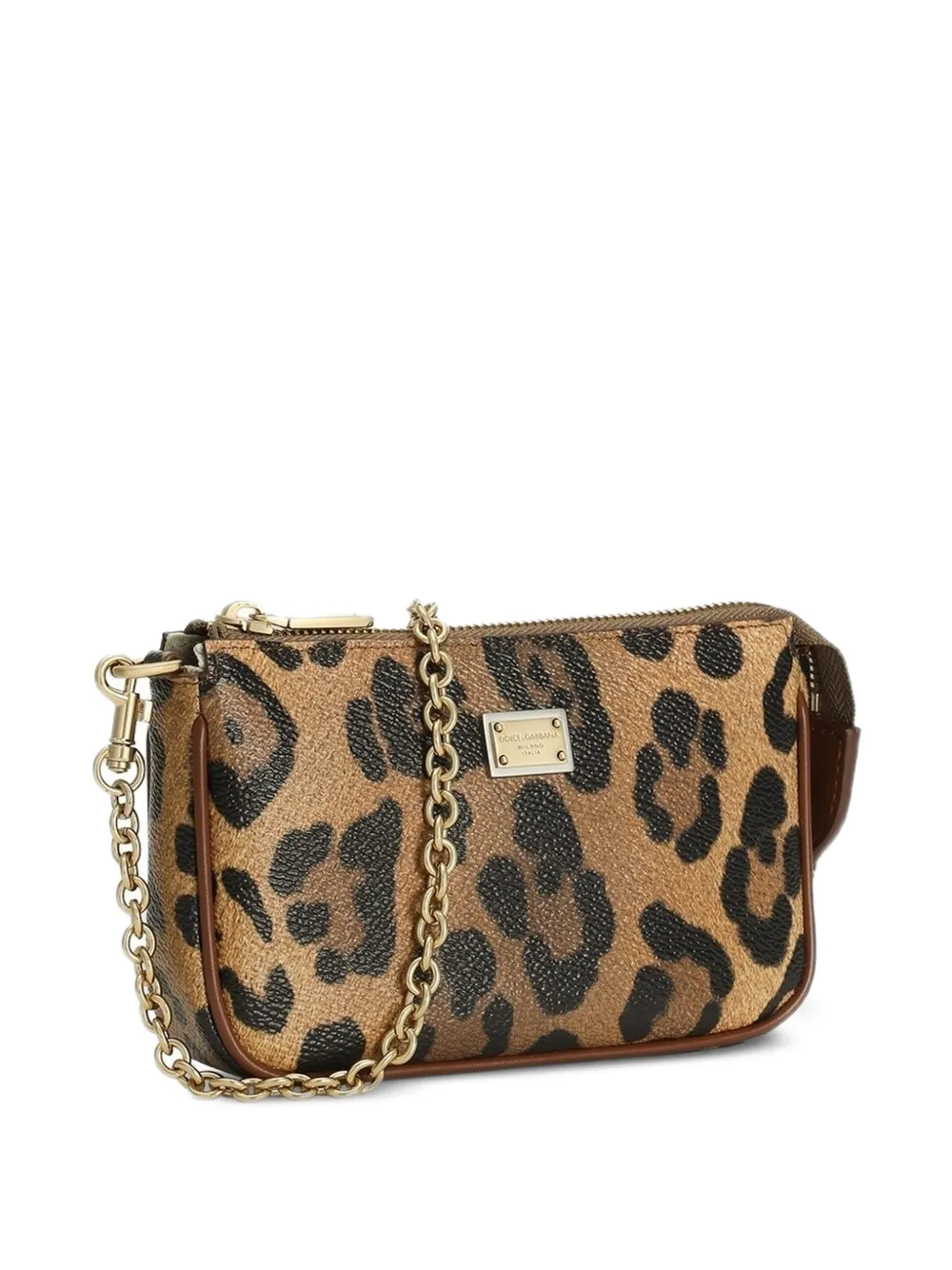  Dolce & Gabbana Kids Leopard-print Chain Mini Bag - Brown 