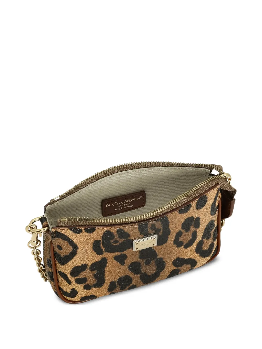 Dolce & Gabbana Kids Kleine tas met luipaardprint en kettinghengsel Bruin