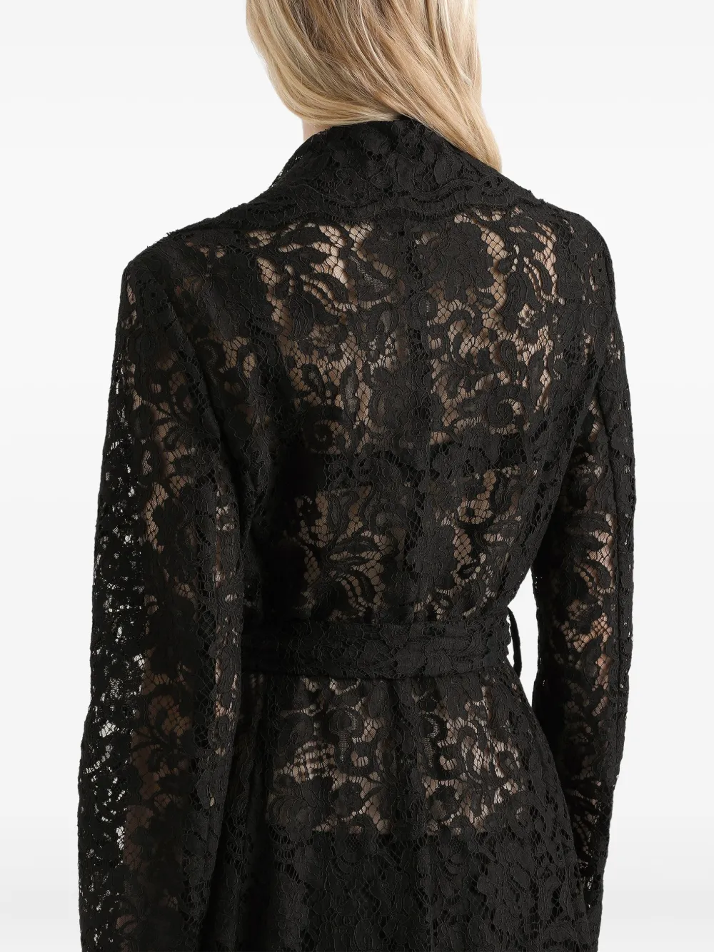 Dolce & Gabbana Jas met ceintuur van kant Zwart