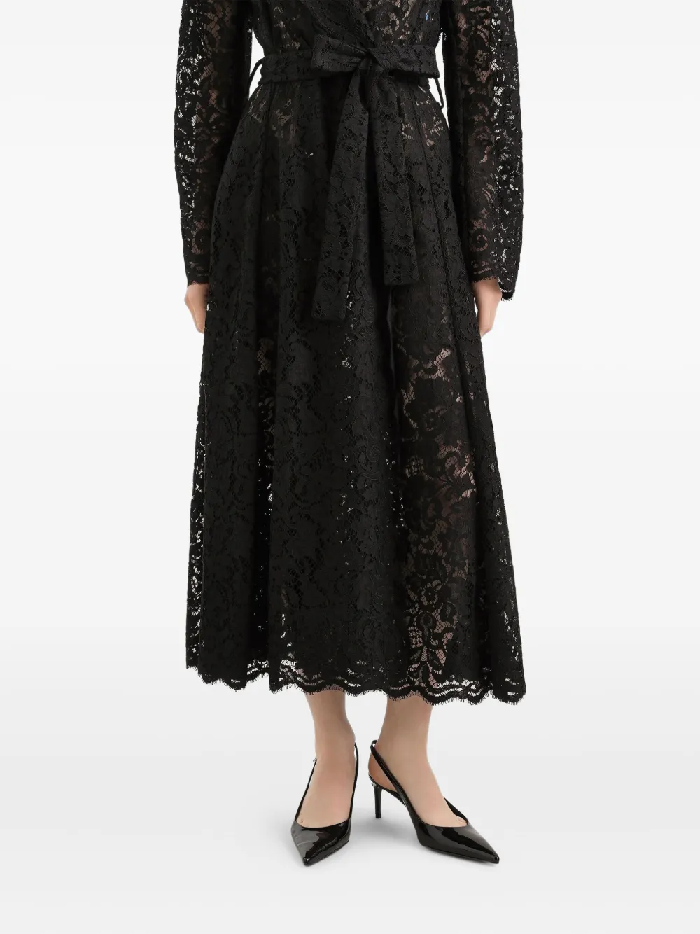 Dolce & Gabbana Jas met ceintuur van kant Zwart