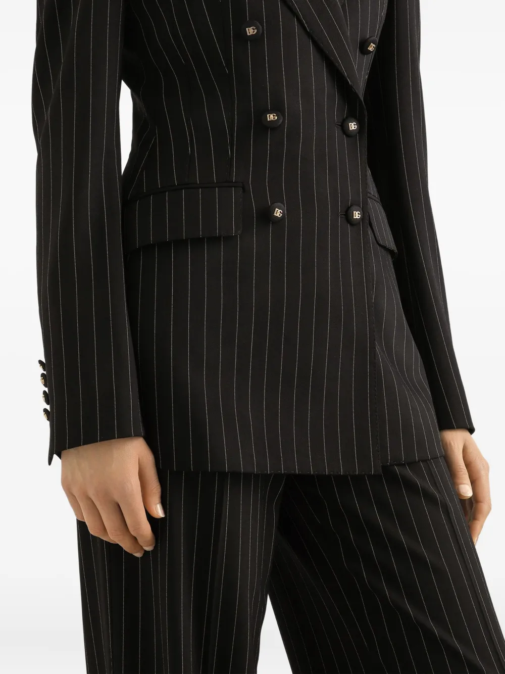 Dolce & Gabbana Gestreept jack met dubbele rij knopen Zwart