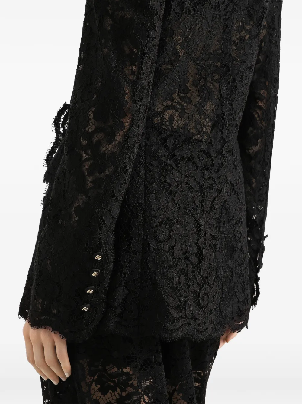 Dolce & Gabbana Kanten blazer met dubbele rij knopen Zwart