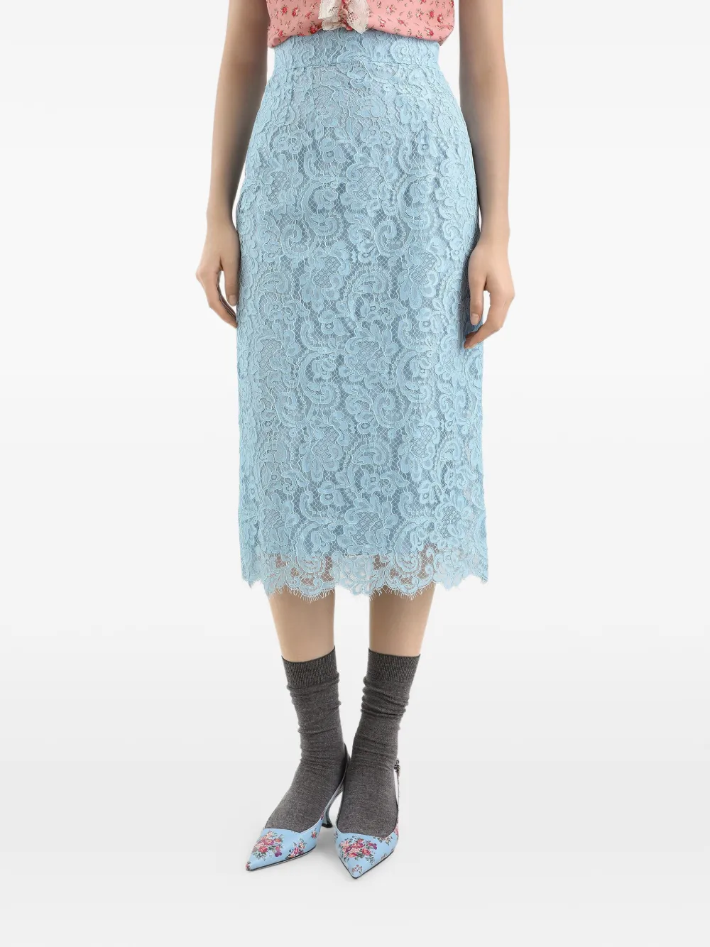 Dolce & Gabbana Midi-rok met kant Blauw