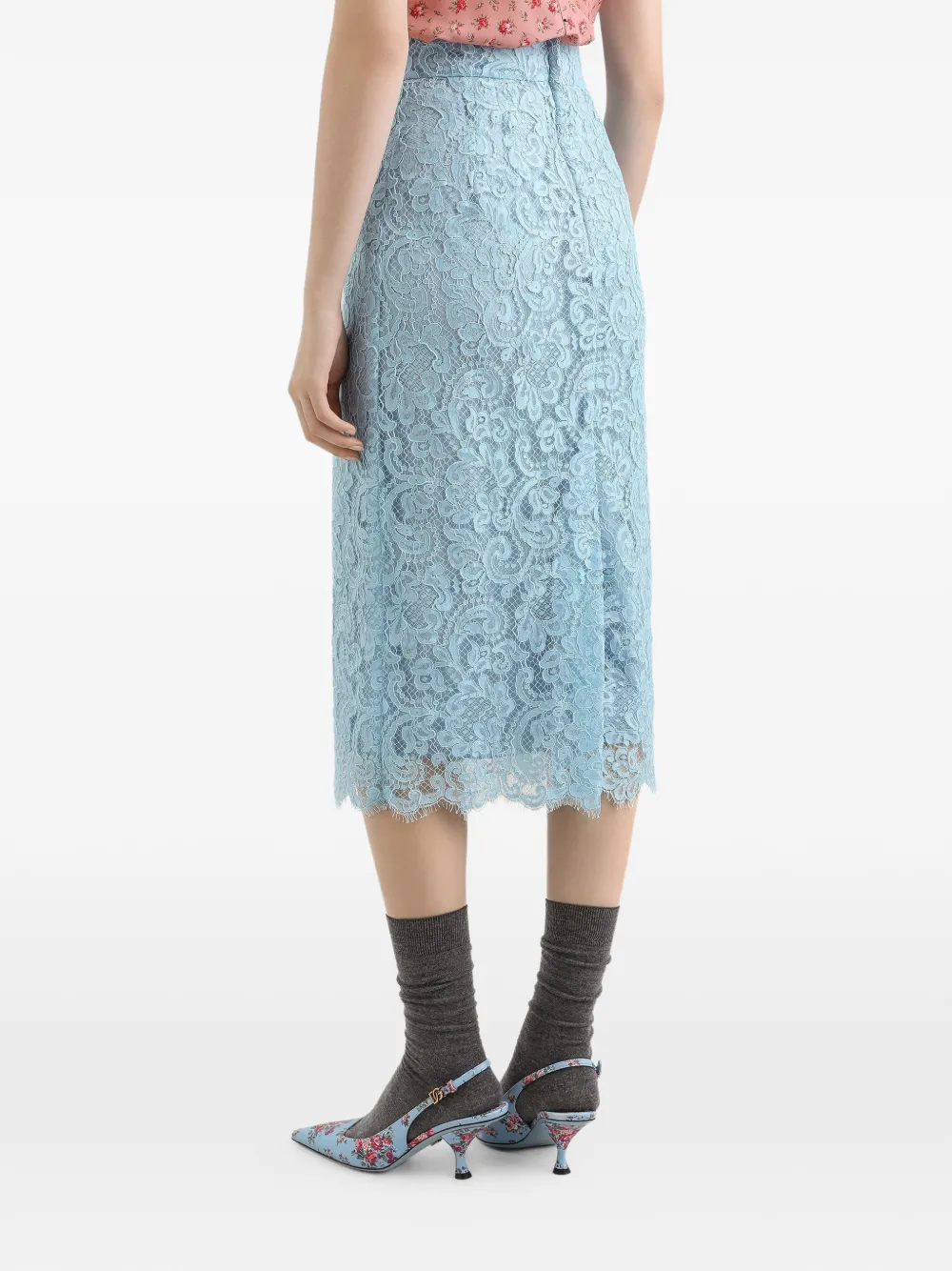 Dolce & Gabbana Midi-rok met kant Blauw
