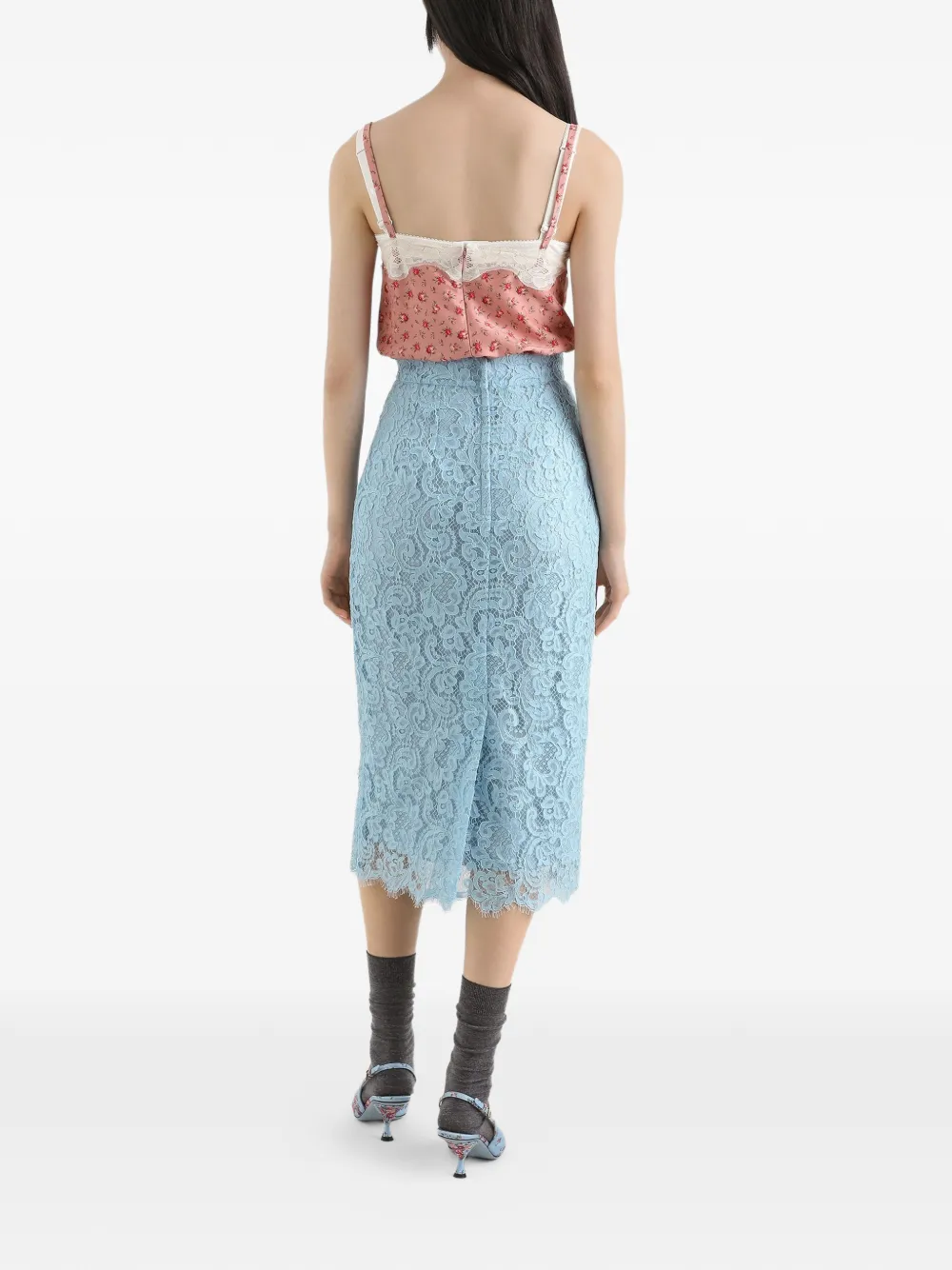 Dolce & Gabbana Lace Midi Skirt | Blue | FARFETCH GE