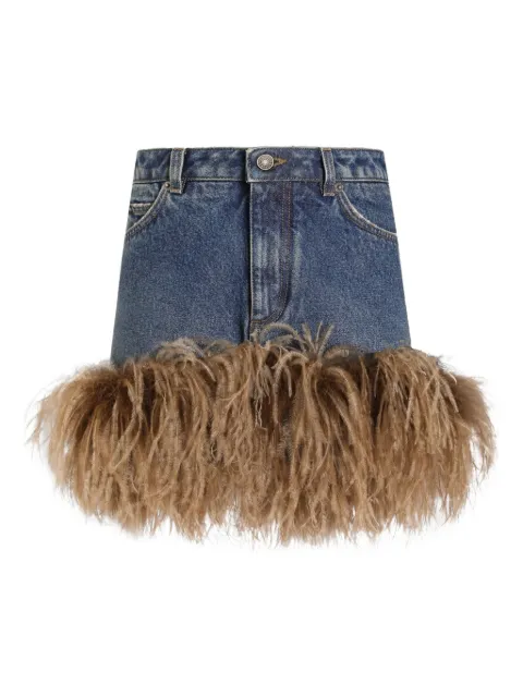 Dolce & Gabbana feather-trim denim mini skirt