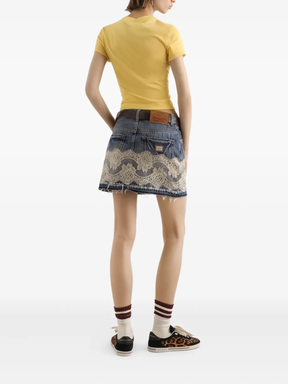  Dolce & Gabbana Lace Panel Mini Skirt - Blue 