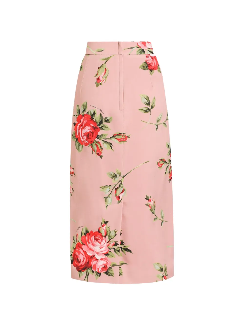 rose bouquet-print straight skirt