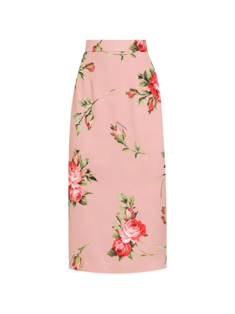 Dolce & Gabbana rose bouquet-print straight skirt