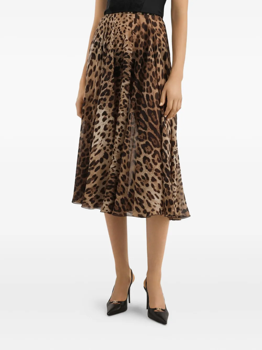 Dolce & Gabbana Midi-rok met luipaardprint Bruin