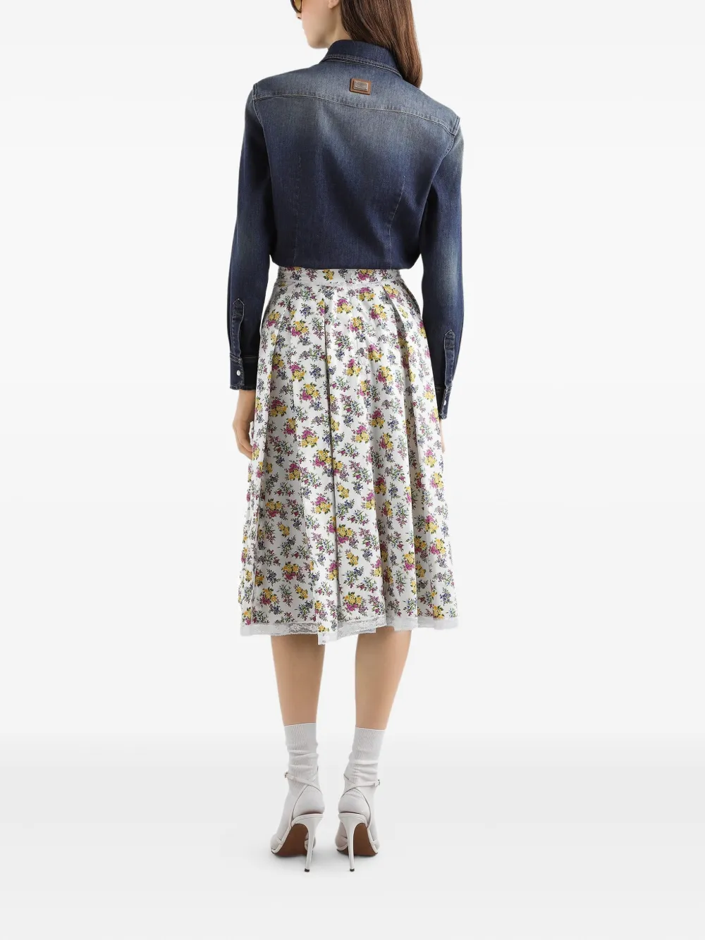  Dolce & Gabbana Floral Lace Skirt - White 