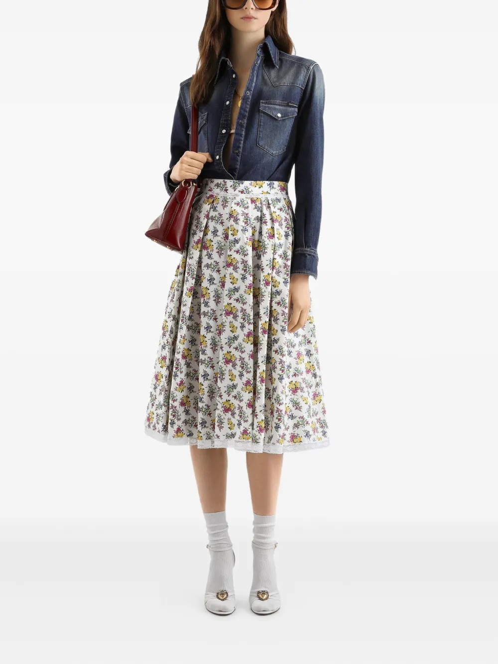 Dolce & Gabbana Rok met bloemenkant - Wit