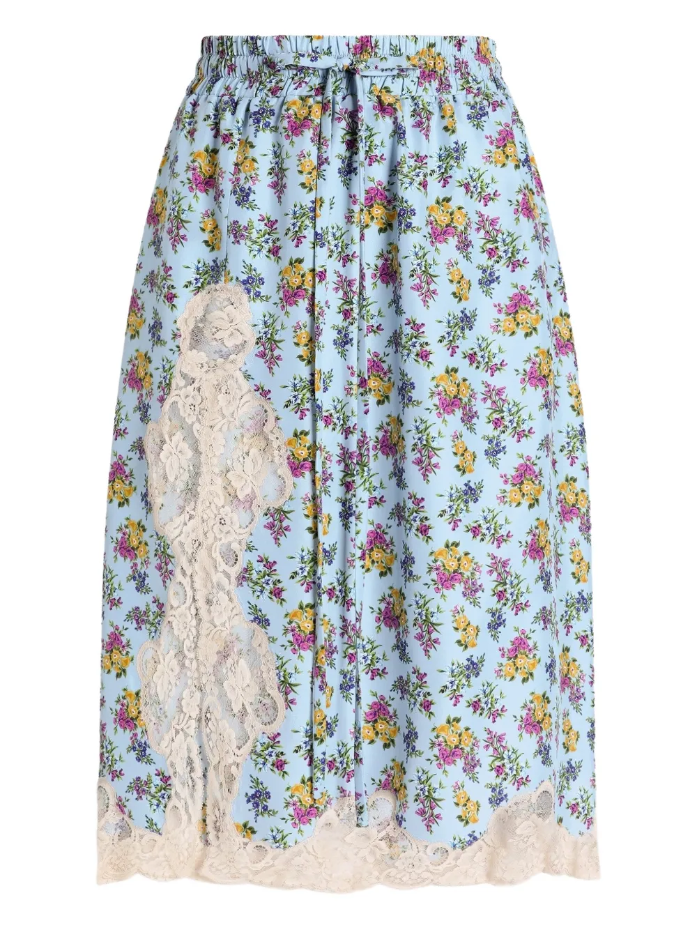 Dolce & Gabbana floral-print lace midi skirt - Blue