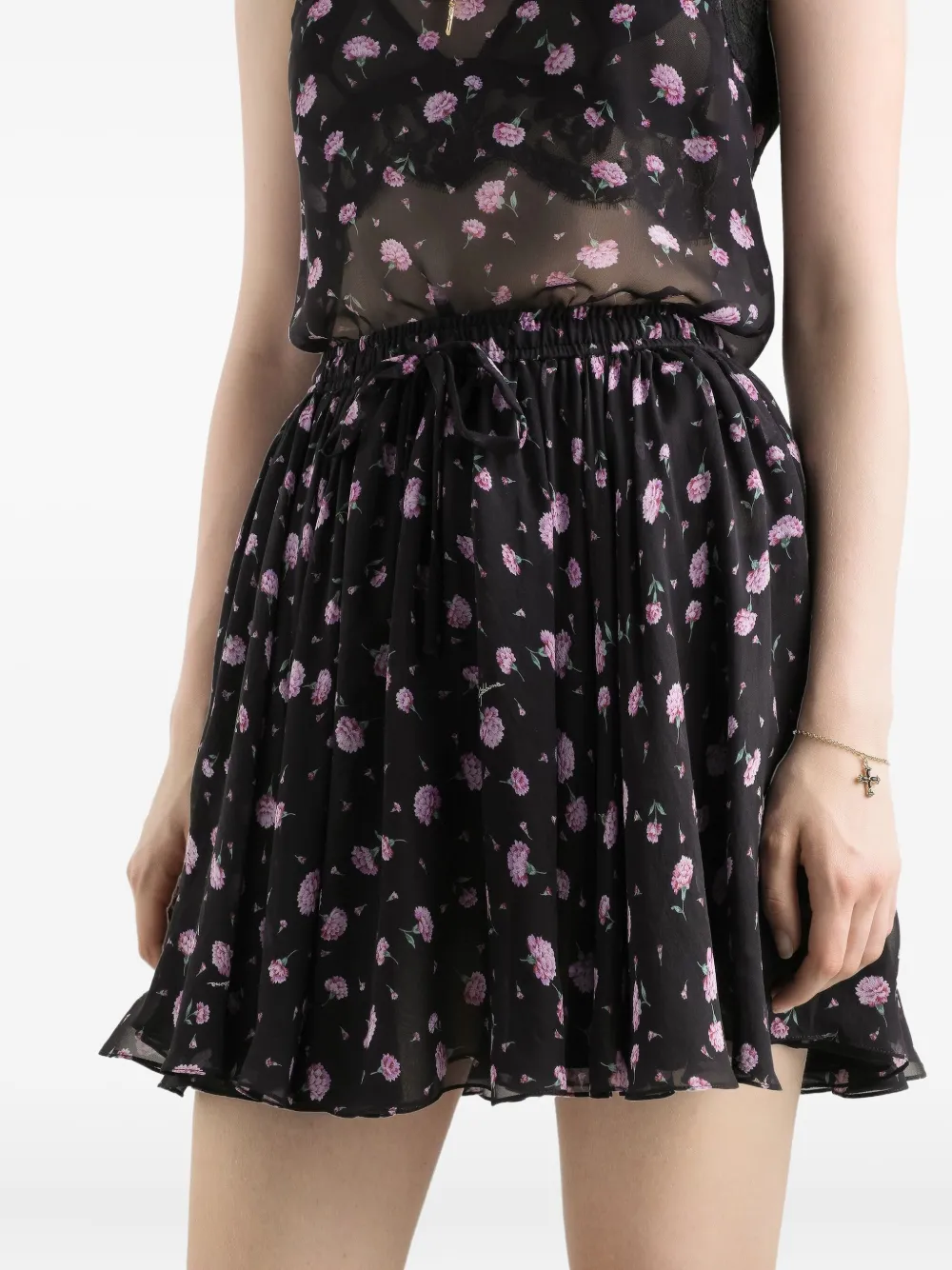 floral drawstring mini skirt