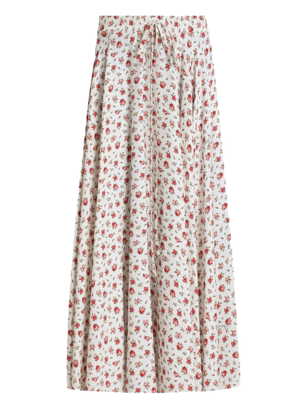 Dolce & Gabbana Drawstring Floral Midi Skirt In White